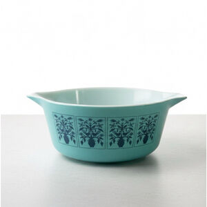 Pyrex Saxony Tree of Life Casserole Dish - 475-B Turquoise Aqua Blue (No Lid)